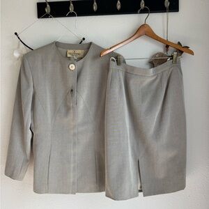 Valentino Gray Blazer  Suit Jacket w/ Matching Skirt. Vintage Boutique